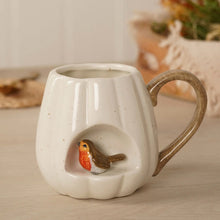 Load image into Gallery viewer, Ceramic Robin Mug with Speckled Glaze – Cream
