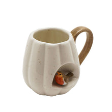 Load image into Gallery viewer, Ceramic Robin Mug with Speckled Glaze – Cream (side)
