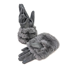 Load image into Gallery viewer, Charcoal Grey Elegance Duo Faux Fur 2-in-1 Gloves
