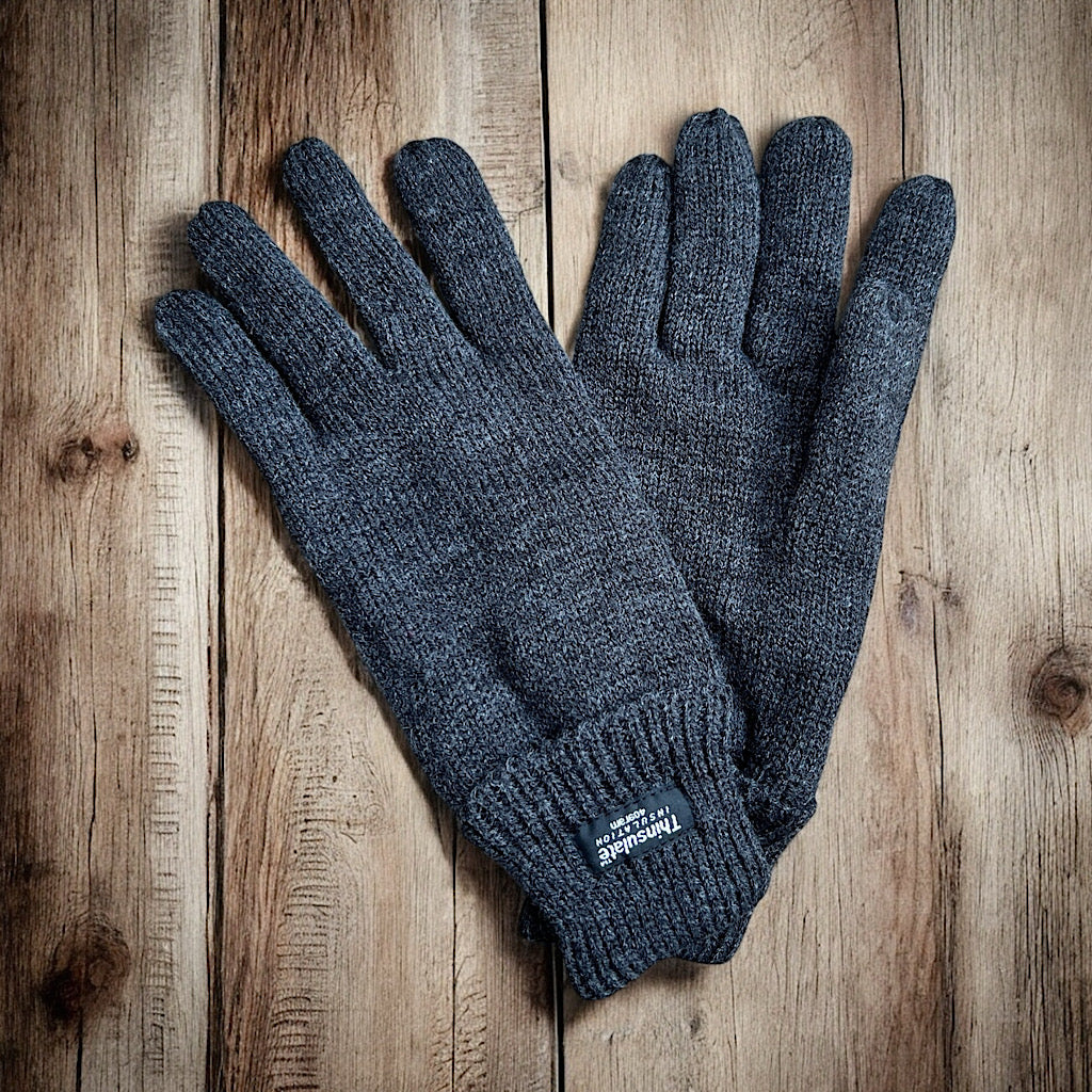 Charcoal Men’s Thermal Knit Winter Gloves