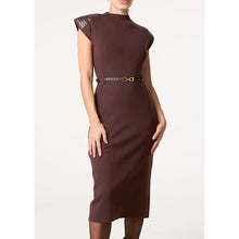 Load image into Gallery viewer, Chocolate Belted Knit Midi Dress

