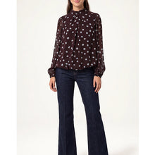 Load image into Gallery viewer, Chocolate Brown Polka Dot High Neck Blouse
