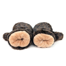 Load image into Gallery viewer, Chocolate Leopard Print Faux Fur Mittens (lining)
