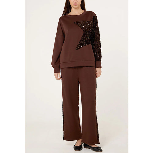 Chocolate Sequin Star Lounge Set