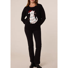 Load image into Gallery viewer, Christmas Cat Sequin Soft Knit Jumper – Black (full)
