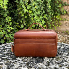Load image into Gallery viewer, Classic Leather Wash Bag with Carry Handle (back)
