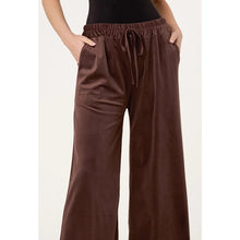 Load image into Gallery viewer, Cocoa Velvet Wide-Leg Trousers (close up)
