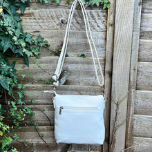 Load image into Gallery viewer, Coconut Cream Flat Front Zip Pocket Crossbody Bag (hanging)
