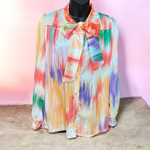 Load image into Gallery viewer, Colourful Abstract Print Tie-Neck Shirt
