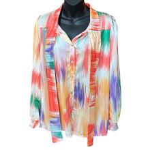Load image into Gallery viewer, Colourful Abstract Print Tie-Neck Shirt (loose bow)

