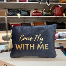 Load image into Gallery viewer, Come Fly With Me Velvet Cosmetic Bag – Slate Blue
