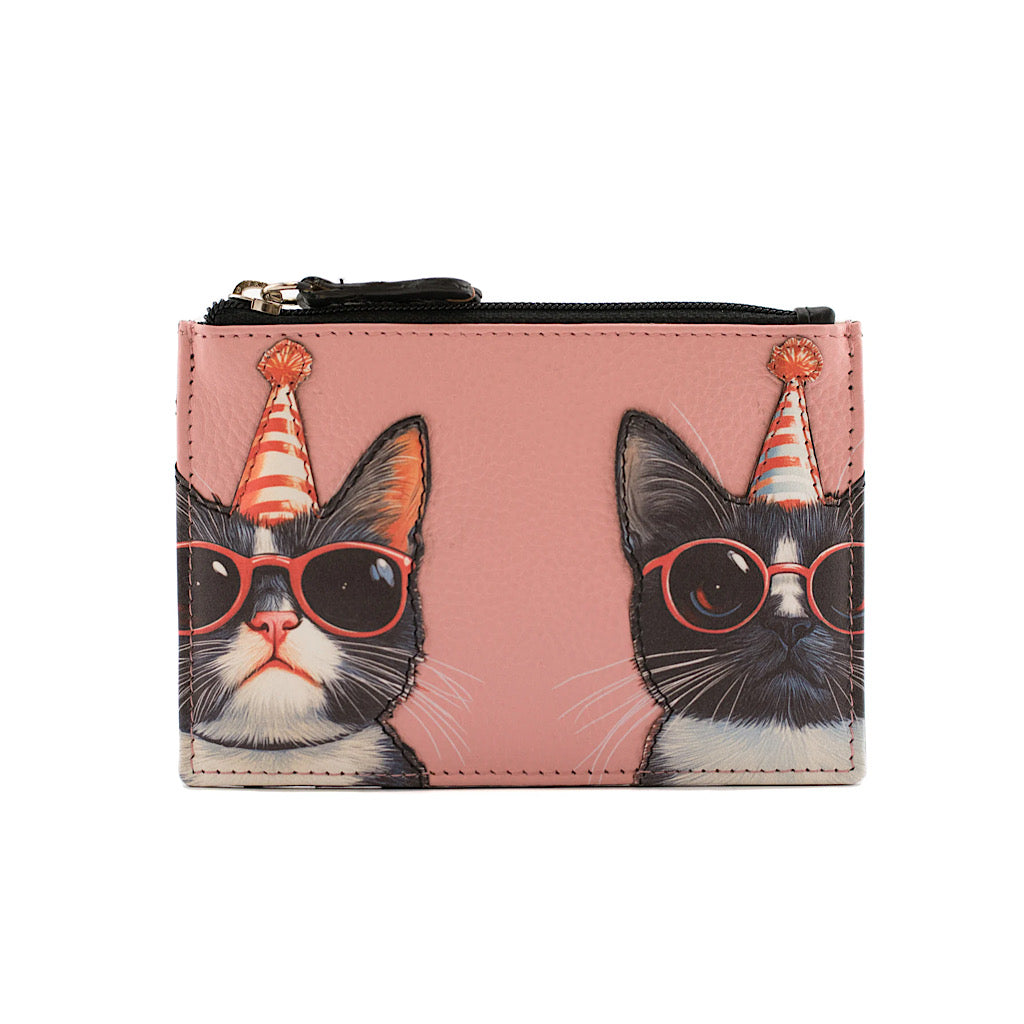 Cool Cats Leather Coin & Card Holder