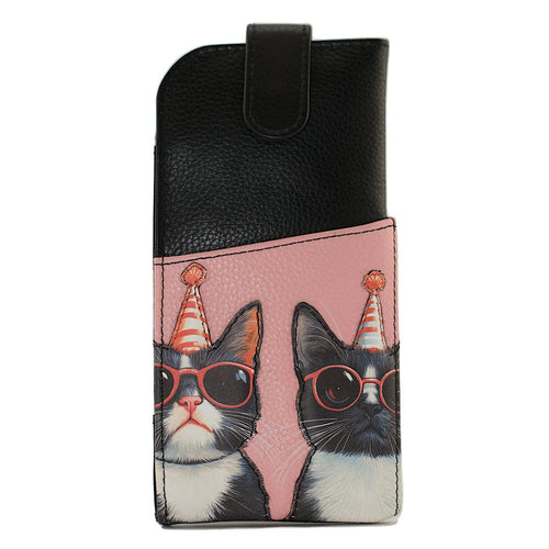Cool Cats Leather Glasses Case