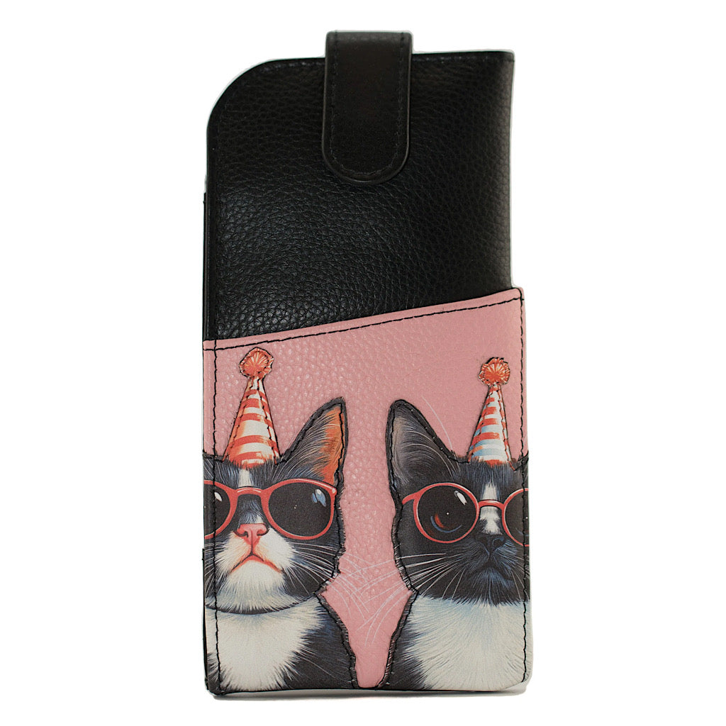 Cool Cats Leather Glasses Case