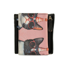 Load image into Gallery viewer, Cool Cats Medium Leather Tri fold Purse (side)
