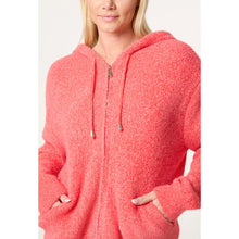 Load image into Gallery viewer, Coral Cloud Knit Zip Hoodie (close up)
