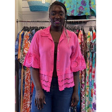 Load image into Gallery viewer, Cotton Broderie Hen Shirt - Relaxed Fit Blouse (pink)
