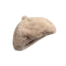 Load image into Gallery viewer, Cream Faux Fur Beret (side)
