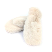 Load image into Gallery viewer, Cream Snow Cloud Faux Fur Mittens (flat)
