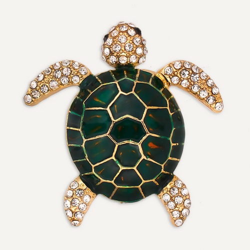 Sparkling Sea Turtle Enamel Brooch