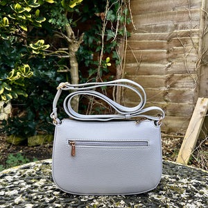 Grey Crossbody Bag with Wide Adjustable Strap (back)