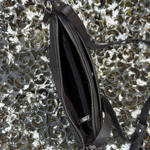 Load image into Gallery viewer, Brown &#39;Astrid&#39; Classic Leather Crossbody Bag (open)
