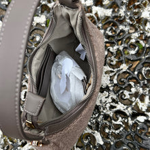 Load image into Gallery viewer, Small Taupe Faux Fur Scoop Shoulder Bag (open)
