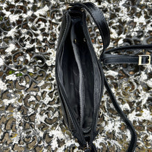 Load image into Gallery viewer, Black Elegance Italian Leather Crossbody Bag (open)
