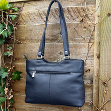 Load image into Gallery viewer, Navy &#39;Emma&#39; Soft Leather Shoulder Bag (back)
