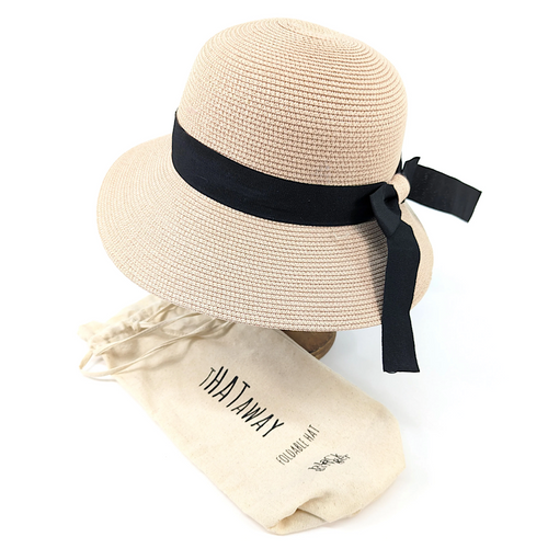 Blush Foldable Cloche Hat with Bow
