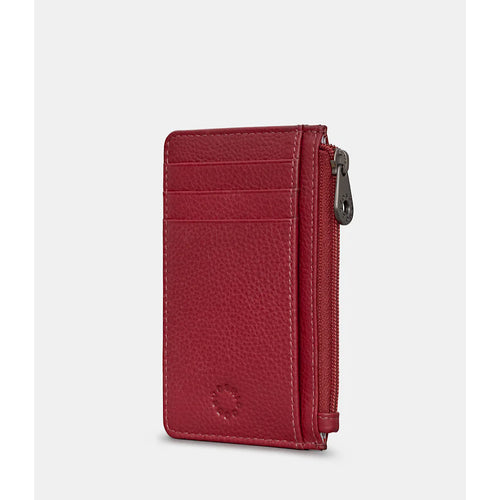 Cherry Red Zip Top Morton Leather Card Holder (side)