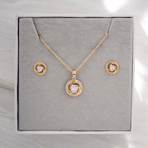 Gold Plated Spiral Crystal Cubic Zirconia Set