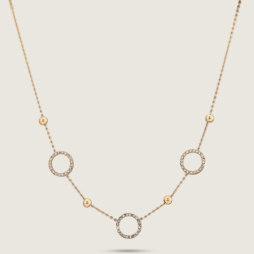 Delicate Diamante Circles Vibes Stainless Steel Necklace (close up)