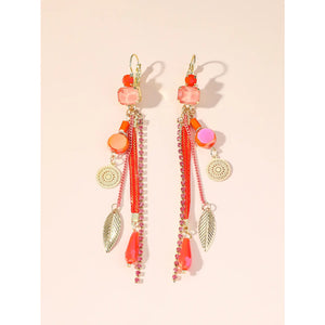 Orange Long Dangly Sleeper Earrings