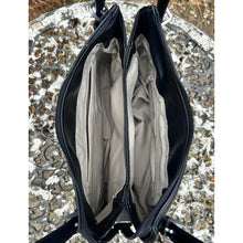 Load image into Gallery viewer, Black Double Handle Hobo Style Shoulder Bag (open)
