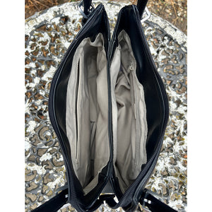 Black Double Handle Hobo Style Shoulder Bag (open)