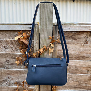 Dark Blue Triple Section Crossbody Bag By David Jones (back)