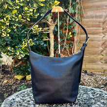 Load image into Gallery viewer, Black Subtle Logo Embossed Shoulder Bag (back)

