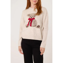 Load image into Gallery viewer, Stone Bow Teddy Bear Soft Knit Jumper
