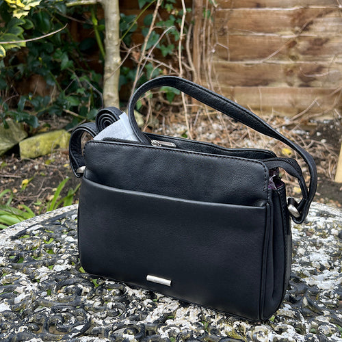 Black Classic 'Brenda' Leather Crossbody Bag (front)