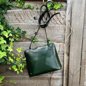 Green "Lia" Italian Leather Crossbody Bag