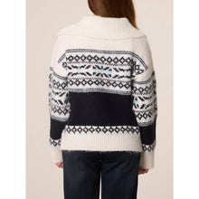 Load image into Gallery viewer, Dansk Fair Isle Quarter Zip Soft Knit Jumper – Navy &amp; Cream (back)
