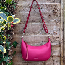 Load image into Gallery viewer, Dark Fuchsia Mini 'Matilda' Scoop Shoulder/Crossbody Bag (front)
