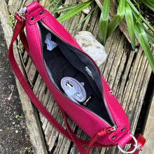 Load image into Gallery viewer, Dark Fuchsia Mini 'Matilda' Scoop Shoulder/Crossbody Bag (open)
