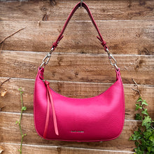 Load image into Gallery viewer, Dark Fuchsia Scoop Shoulder/Crossbody Bag (on short handle)
