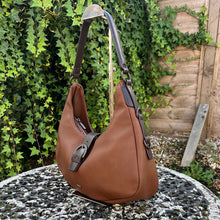 Load image into Gallery viewer, David Jones Buckle Detail Slouch Shoulder Bag (tan side)
