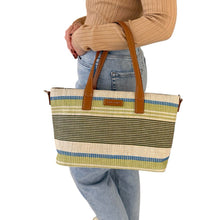 Load image into Gallery viewer, David Jones Coastal Stripe Tote Bag (Olive)
