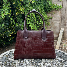 Load image into Gallery viewer, David Jones Croc-Effect Structured Tote Bag (dark bordeaux)
