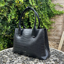 Load image into Gallery viewer, David Jones Croc-Effect Structured Tote Bag (side)
