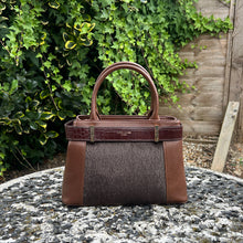 Load image into Gallery viewer, David Jones Faux Pony Hair &amp; Croc-Effect Structured Grab Bag (red mud)
